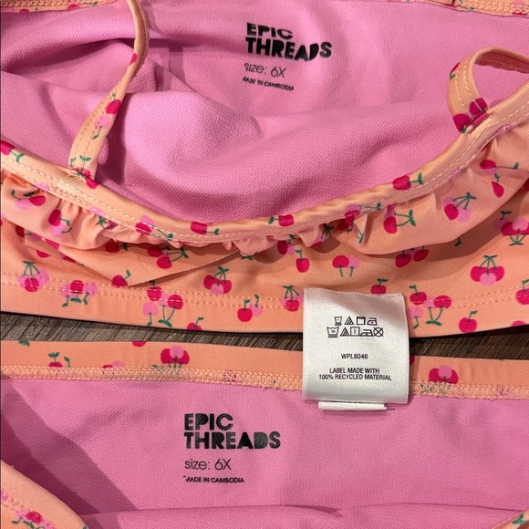 Epic Threads Pink Cherry Ruffle Two-Piece Swim Set - Picture 2 of 3